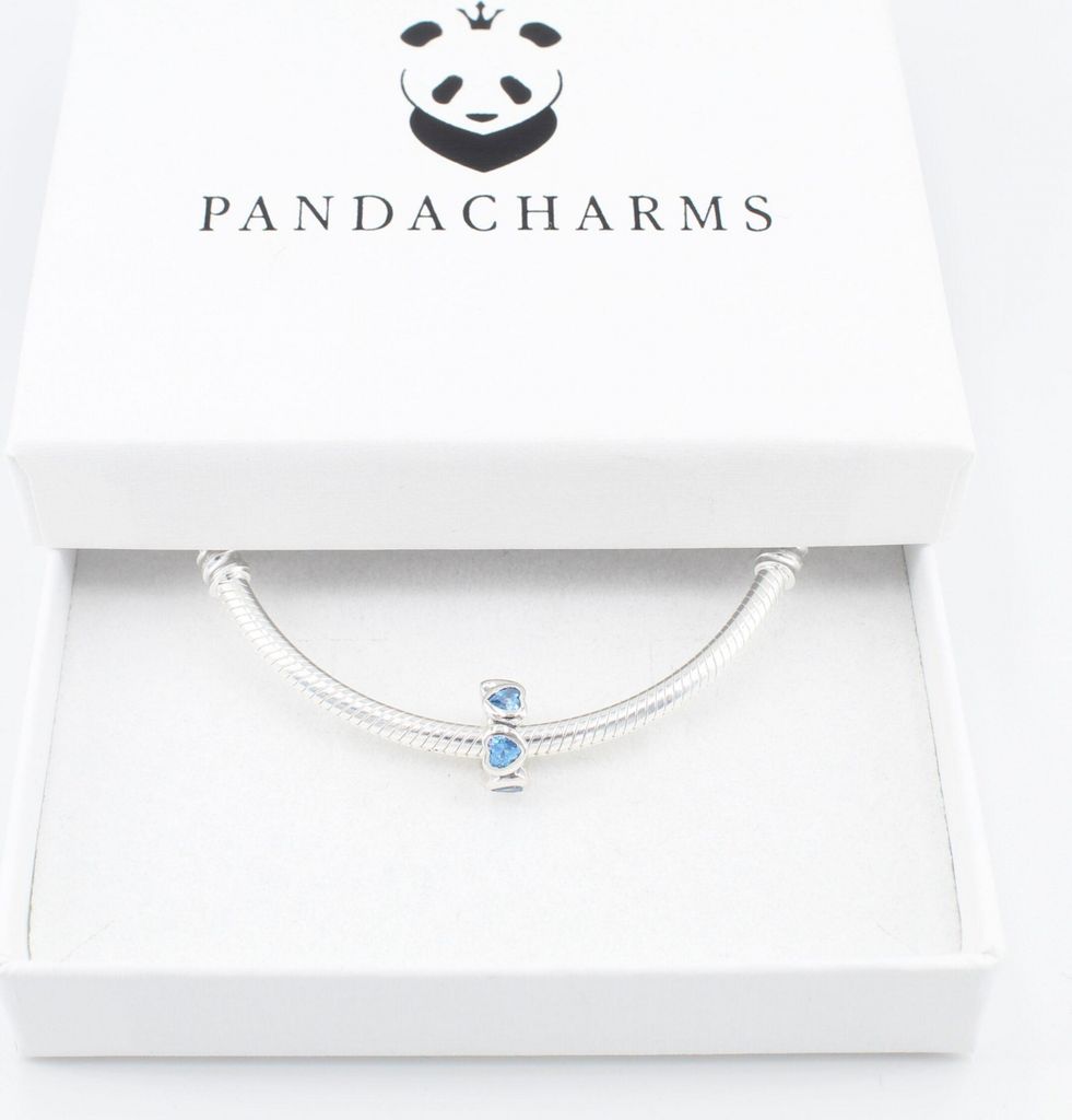 PANDACHARMS Blaue Herzen Zwischenelement Charm, 925er Produktbild 3