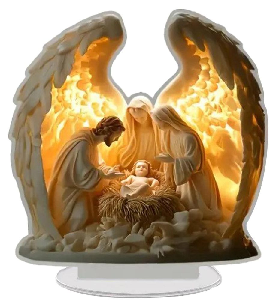 Weihnachtliche Krippenszene, Acryl-Tischaufsteller, 2D-flaches Schreibtisch-Ornament für christliche Heimdekoration