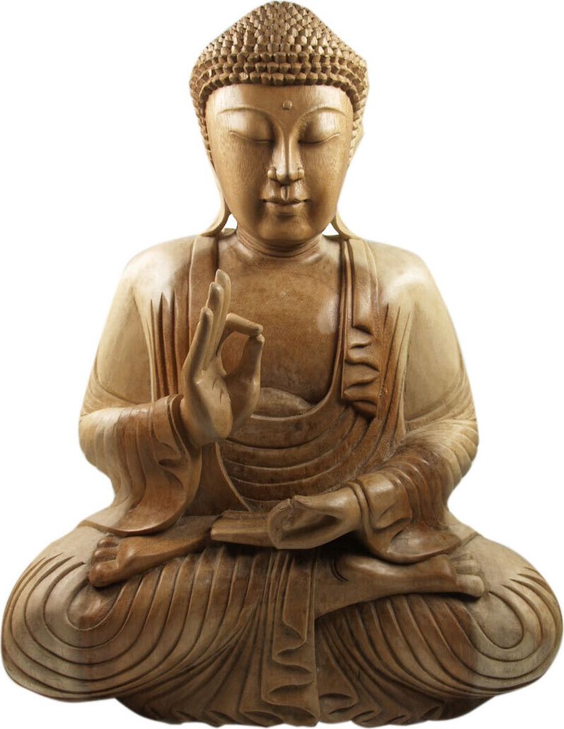 Holzbuddha, Buddha Statue, Handarbeit 50 cm - Design 17, Braun, Buddhas