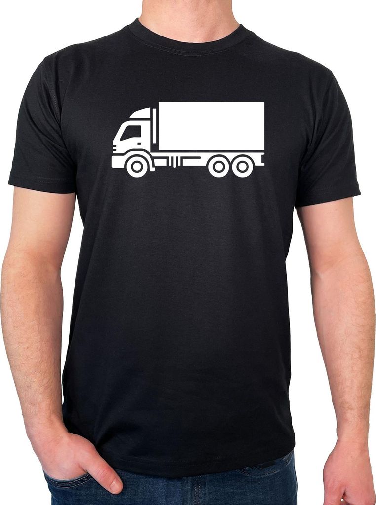 Huuraa Herren T-Shirt LKW Lastkraftwagen L Black Bio Baumwolle Fairtrade Herrenshirt Geschenkidee