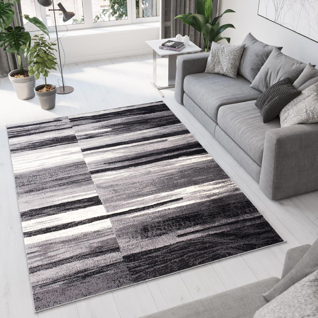 Tapiso Teppich DREAM Modern Creme Grau Schwarz Wohnzimmer 220 x 300 cm