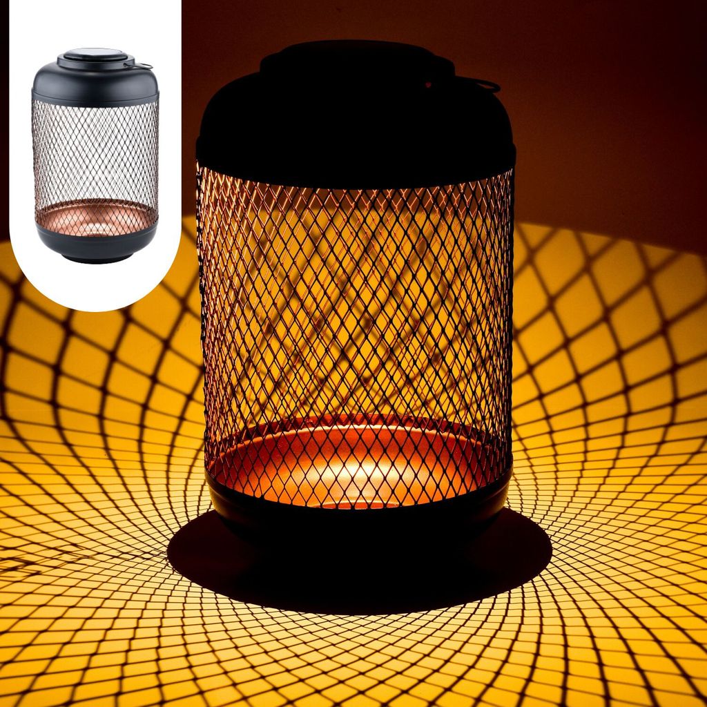 Marrakesch Solarlaterne für außen mit Henkel aus Metall 32cm Groß | Skandinavische Outdoor Solar LED Laterne Digby Schwarz IP65 Wasserdicht als ...