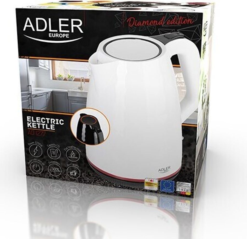 Adler AD 1277 B, 1,7 L, 2200 W, Čierna, Plast, Indikátor Obrázok produktu 