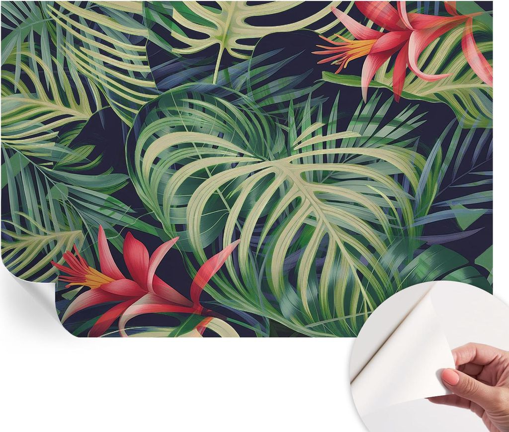 Selbstklebende Wandtapete - Dekorative Tapete für Wohnzimmer - Klebefolie für Wandbilder - Tapetenfolie für Wanddekoration - 152x104 cm - Exotis...