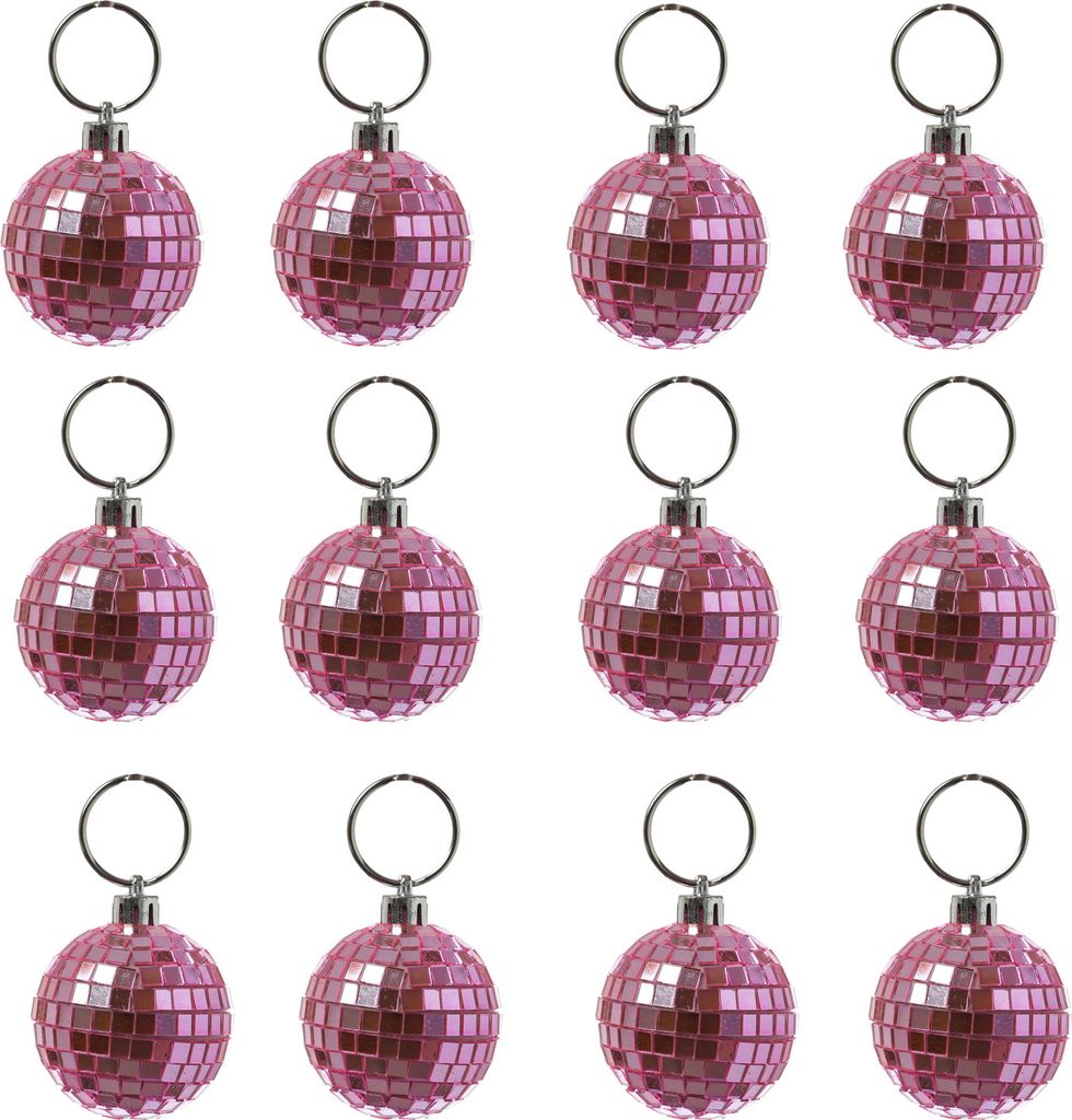 Christbaumschmuck Discokugel - Spiegelkugel 5cm - Weihnachtskugel - 5x5mm Spiegel - rosa - 12St.