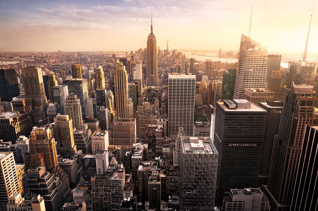 Muralo Fototapete Stadt NY 460 (B) x 300 (H) cm Vlies Tapete Wandtapete New York Park Brunnen Pflanzen Wohnzimmer Schlafzimmer moderne Wandbild Arc...