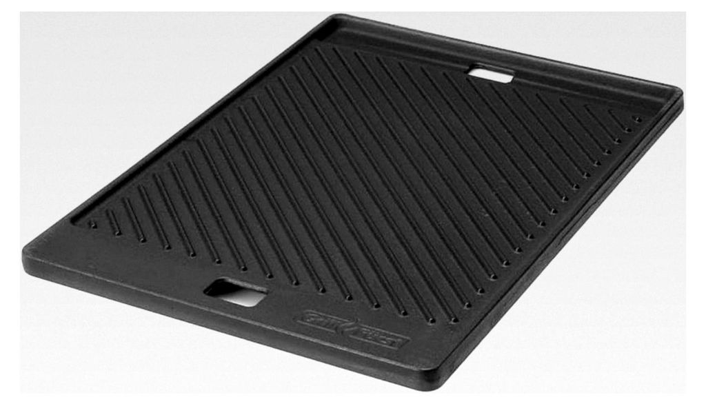 Gusseisen Grillplatte 48 x 33,5 cm - massive Grillplatte mit großen Griffen, beidseitig verwendbar, geeignet für Weber Genesis II 400/600 Serie
