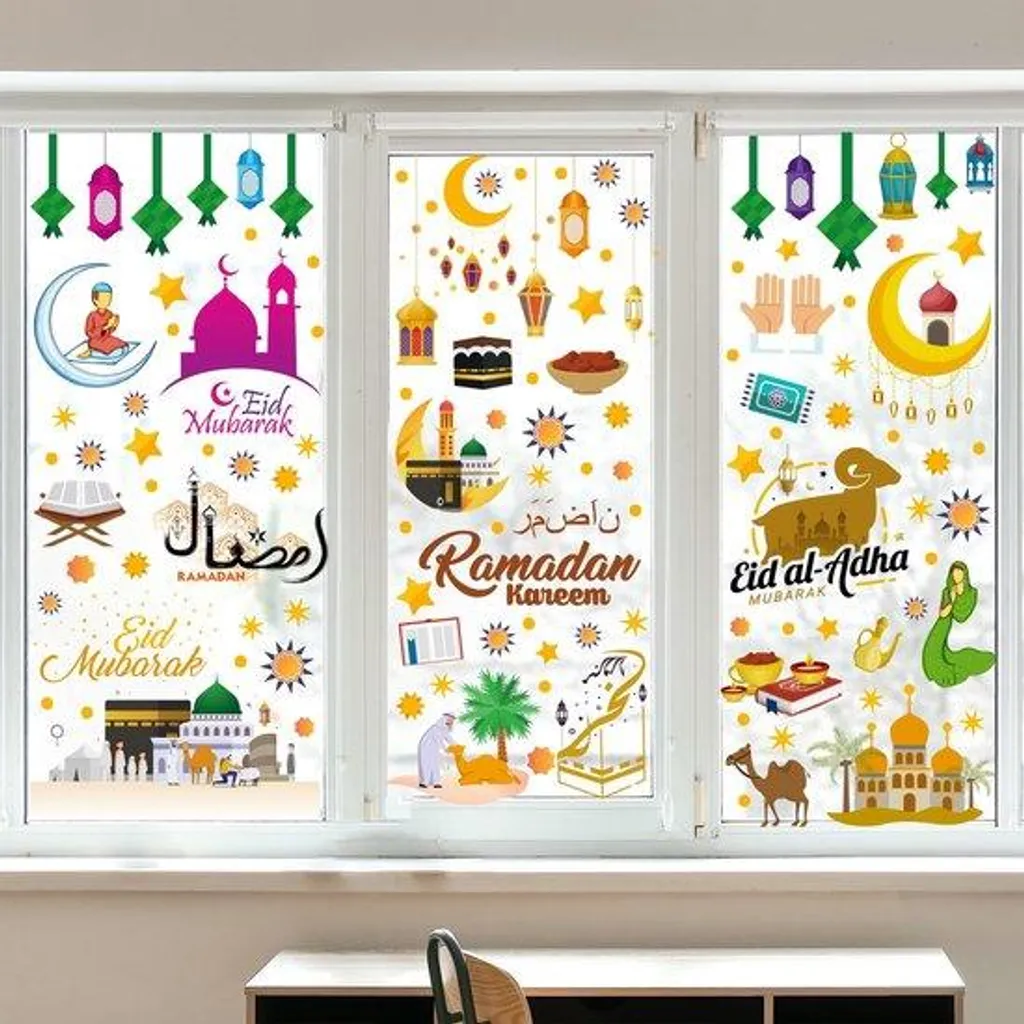 Décoration de Fenêtre Ramadan pour Maison et Vitrine - Pack 111 Stickers