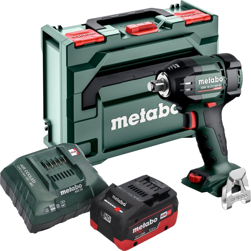 Metabo SSW 18 LTX 550 BL Akku Schlagschrauber 18 V 550 Nm Brushless + 1x LiHD Akku 5,5 Ah + Ladegerät + metaBOX