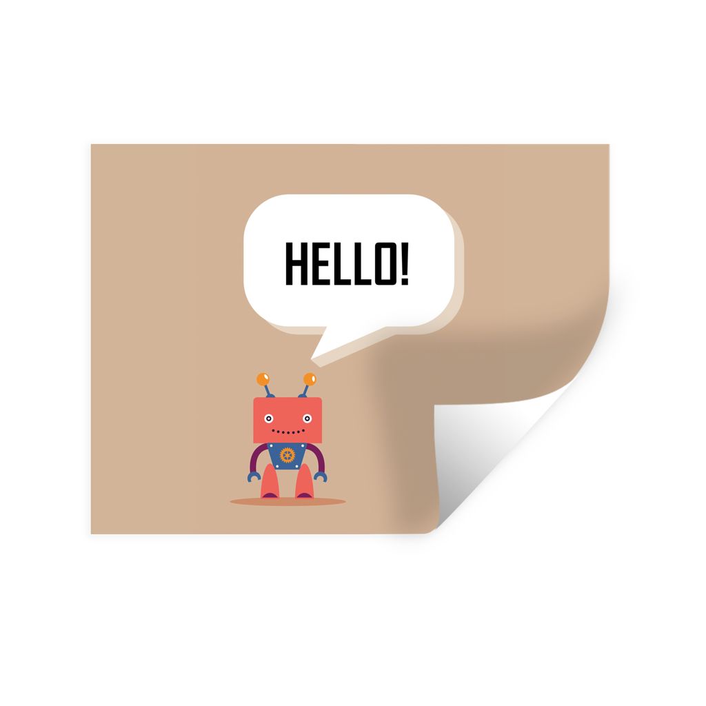 MuchoWow Wandtattoo Wandsticker Wandaufkleber Sprichwörter - Zitate - Hallo! - Roboter - Zahnrad - Kinder 80x60 cm Selbstklebend und Repositioni...