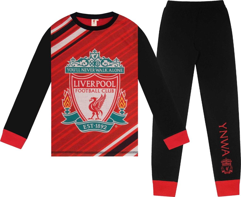 Liverpool FC - "M.Salah 11" Schlafanzug mit langer Hose für Jungen, Langärmlig GF816 (146-152) (Rot/Schwarz)