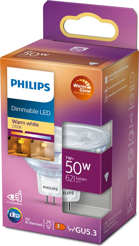 Spot LED de Plafond GU5.3 50W 12V Variable WarmGlow 621lm pour Salon