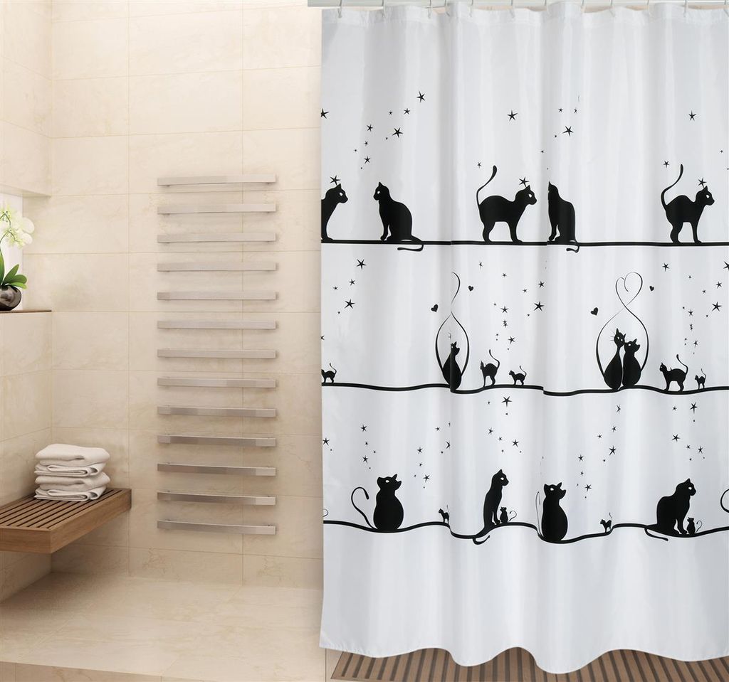 Anti-Schimmel Polyester Katzen Muster Duschvorhang Wasserdicht Badewannenvorhang 