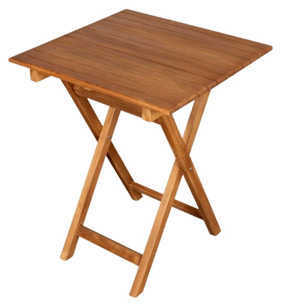 Gartentisch aus Teakholz | Eckiger Tisch 60 x 75 x 60 cm (BxHxT) | Klappbarer Beistelltisch für Balkon, Terrasse, Wintergarten, Garten