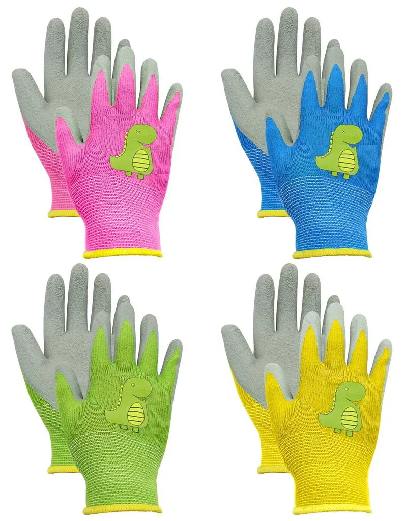 Gants de jardinage pour enfants motif dinosaure 4 couleurs Taille 3-5 ans