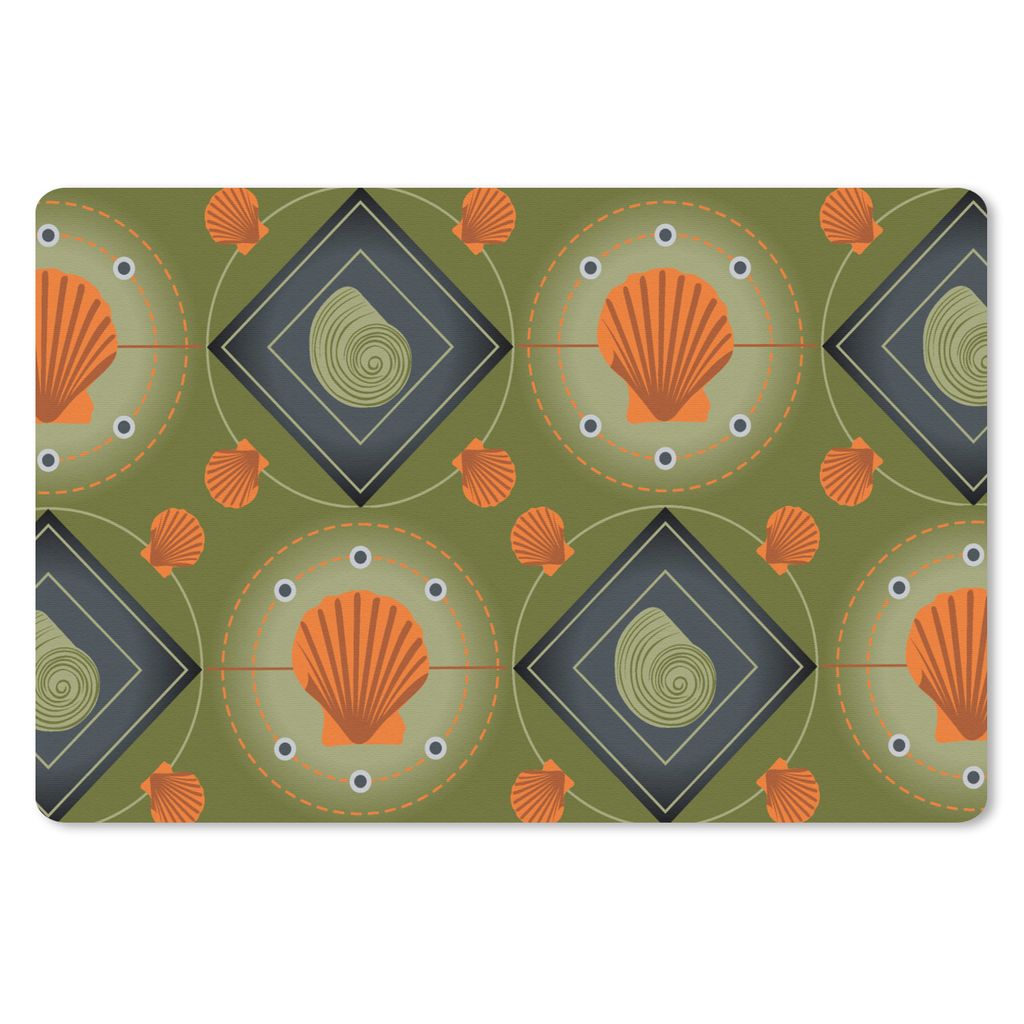 MuchoWow Mauspad Mousepad Patchwork - Muscheln - Meer - Strand 27x18 cm - Mousepads - Maus Mat - Pad - Mausunterlage - Büroartikel - Desk Matten