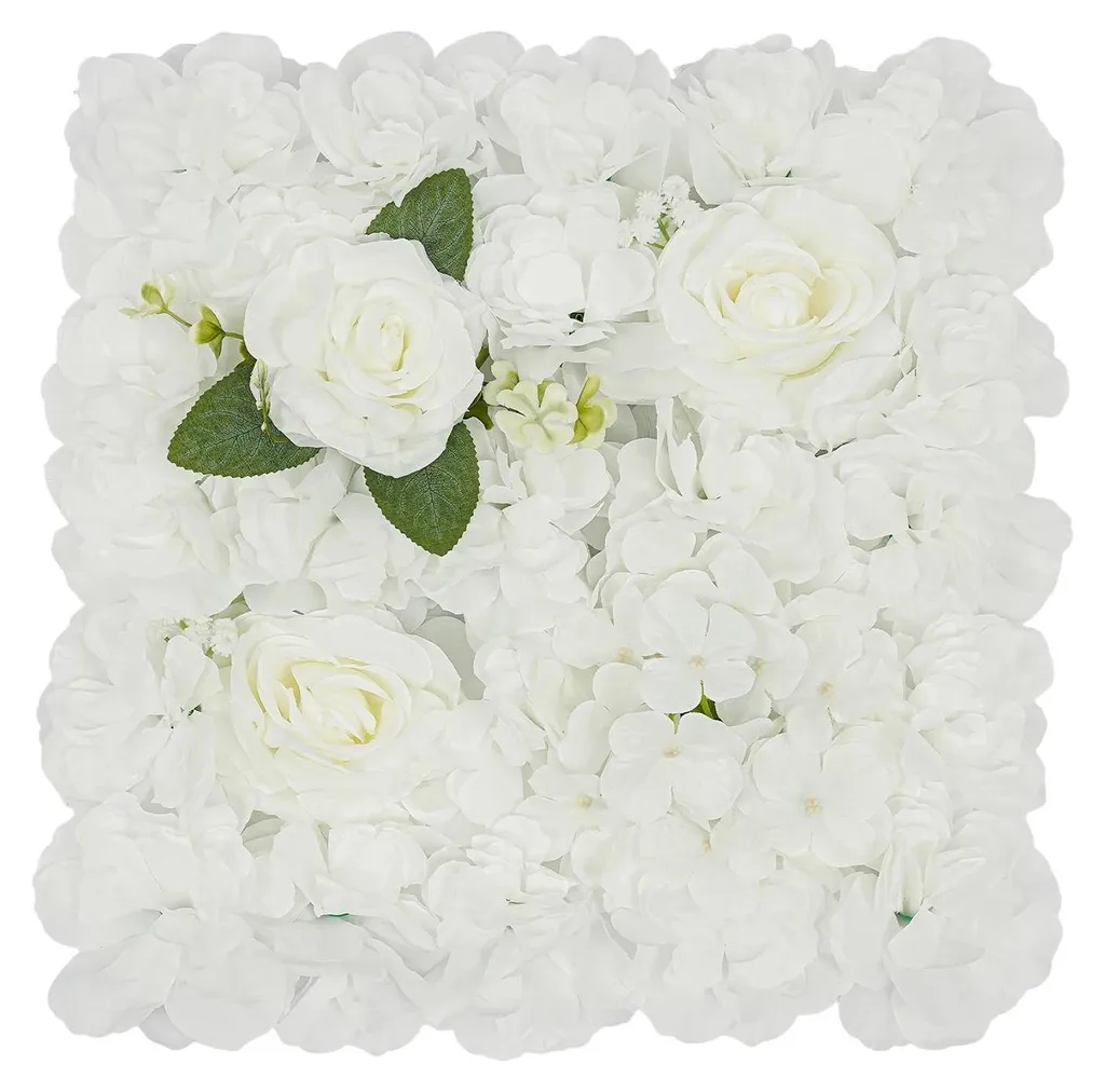 Panneau décoratif floral 3D - Lot de 12 murs de fleurs en soie blanche
