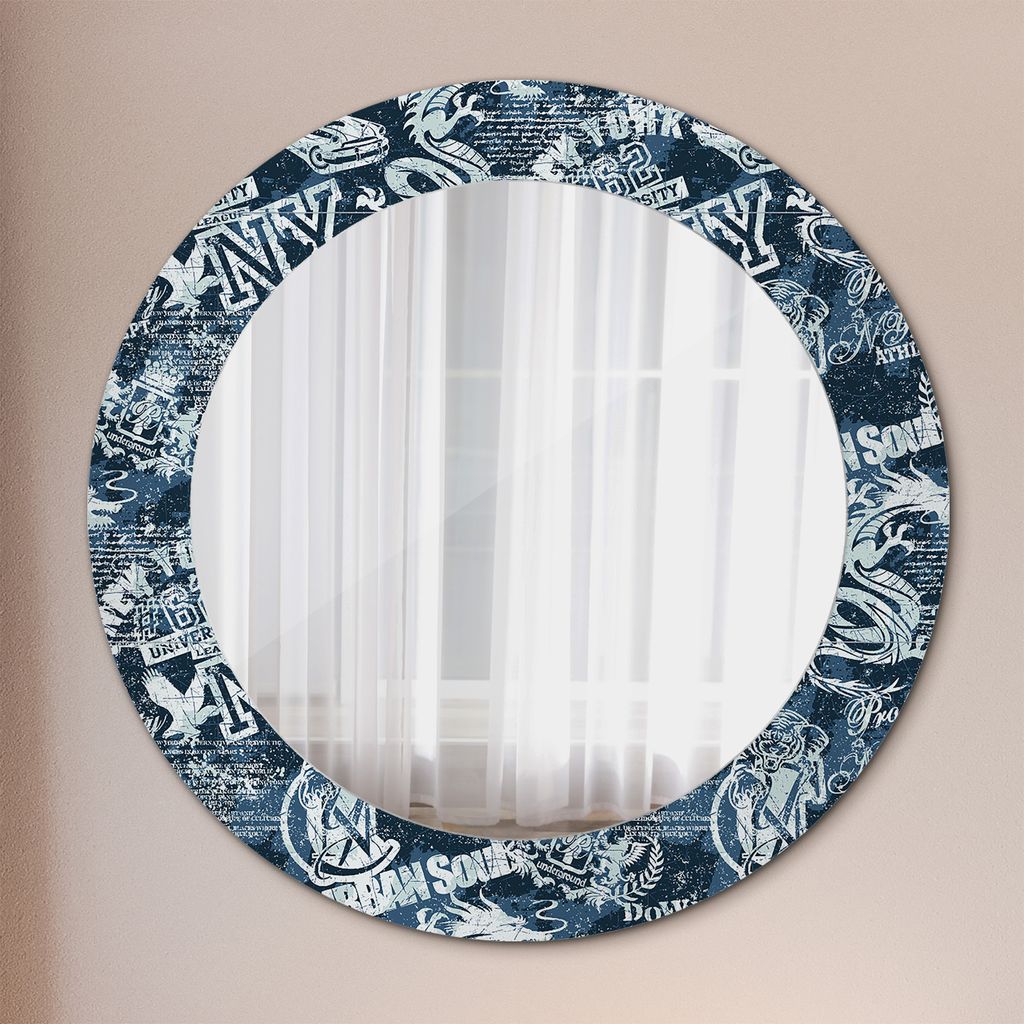 Wohnzimmer Spiegel - Mirror zum Wandspiegel Schlafzimmer – Schminkspiegel - NY Collage - Runder: Ø60 cm