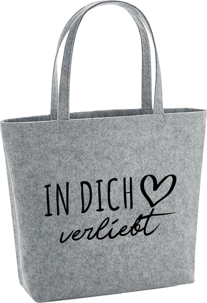 Huuraa Filzshopper In dich verliebt 22 Liter Grey Melange Filztasche Geschenkidee