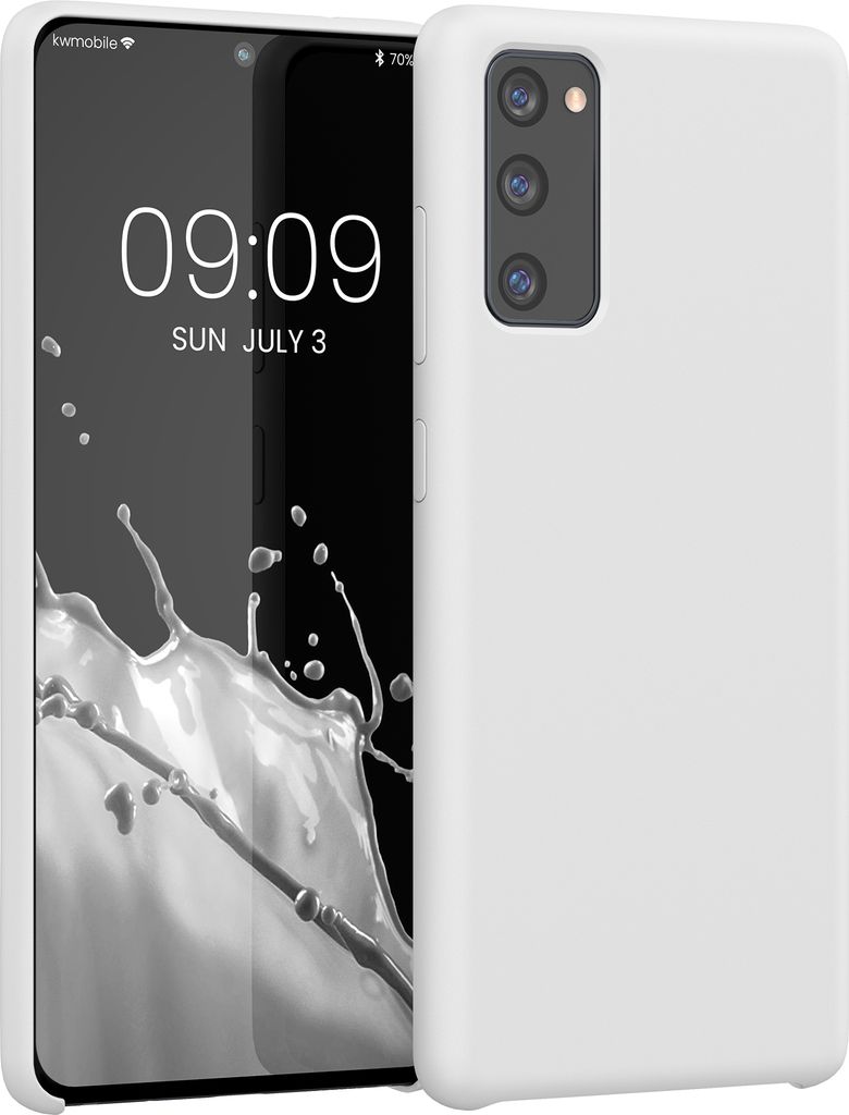 kwmobile Hülle kompatibel mit Samsung Galaxy S20 FE Hülle - Silikon Handy Case - Handyhülle weiche Oberfläche - kabelloses Laden - Weiß matt