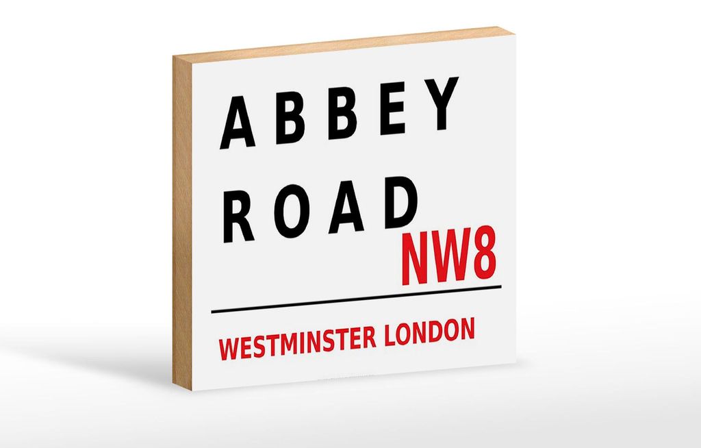 Holzschild London 18x12cm Street Abbey Road NW8