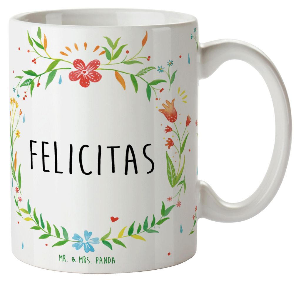 Mr. & Mrs. Panda Tasse Felicitas - Geschenk, Teetasse, Kaffeebecher, Pott, Becher, Kaffeetasse