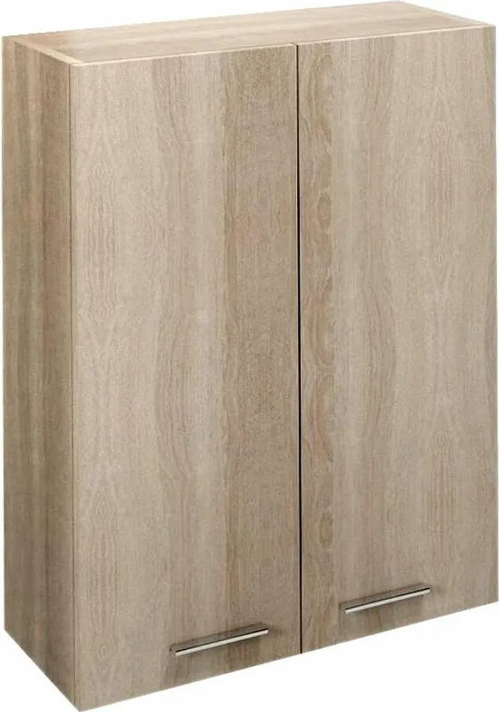 Armoire de toilette aspect bois gris 50 cm pour rangement mural