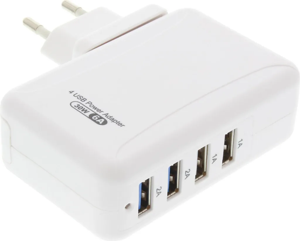 Caricatore USB 4 Porte InLine 31506W 30W - Adattatore Corrente 5V/6A