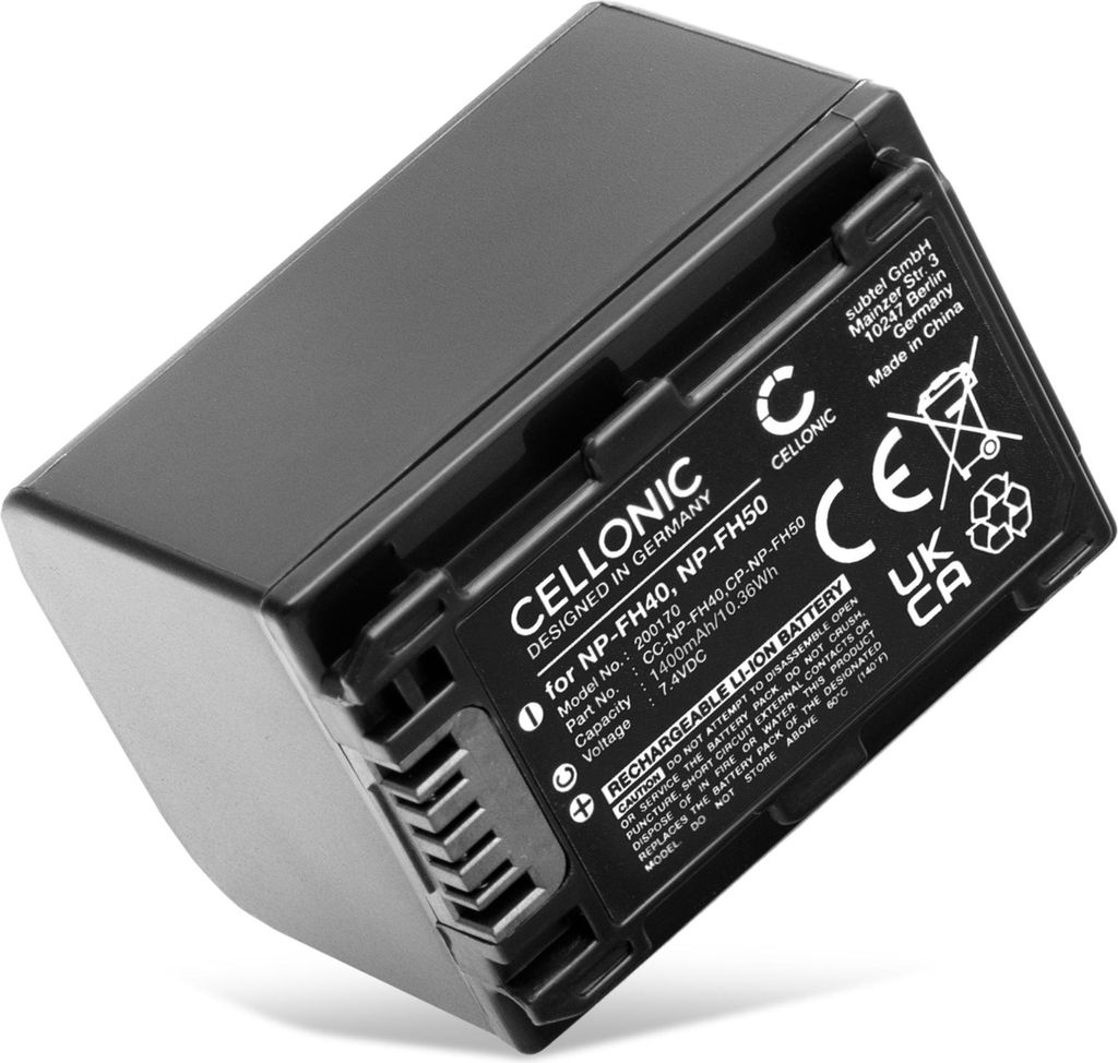 CELLONIC 1x Akku für Kamera Kompatibel mit Sony DCR-DVD103, DCR-DVD105, DCR-DVD106, NP-FH50 - (1400mAh, 7.4V)