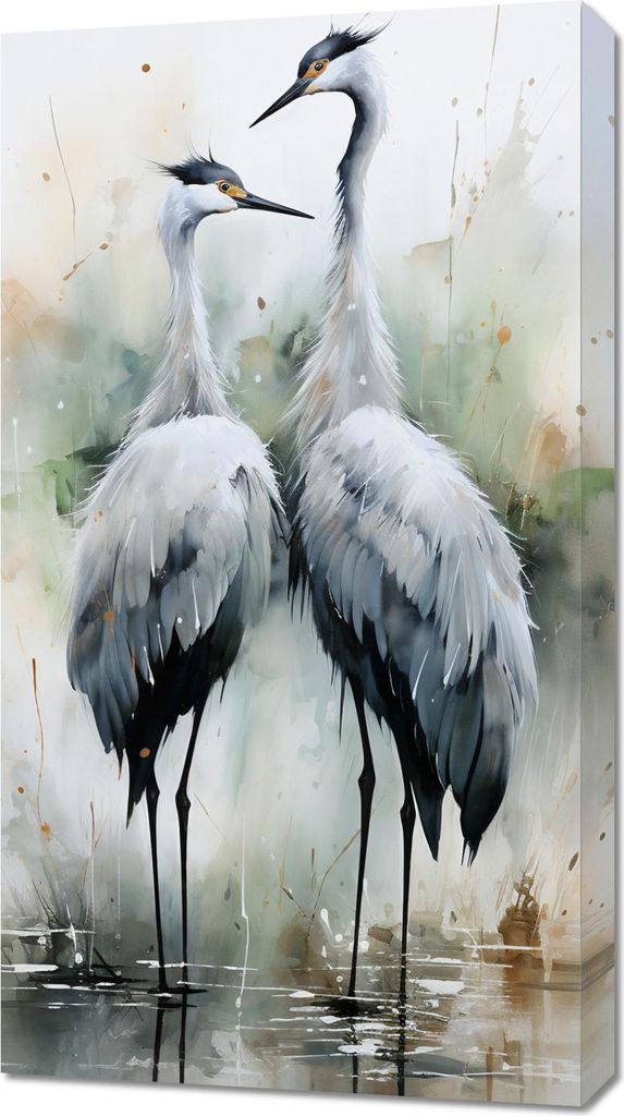 Bild 50x90cm Tanzende Reiher