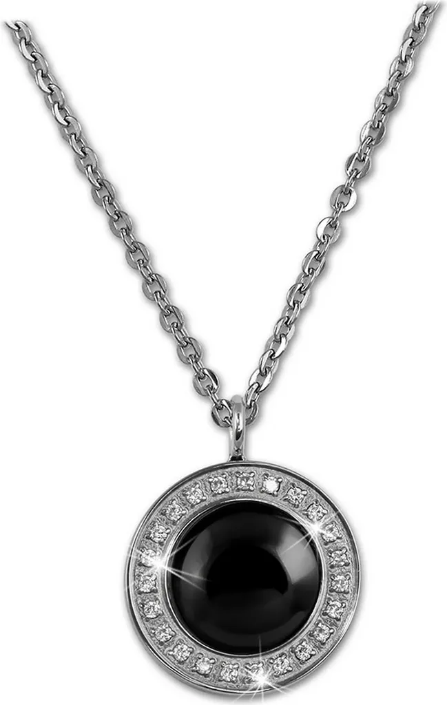 Amello Collana Donna Acciaio e Ceramica 50cm Nero Argento D2ESKX30S
