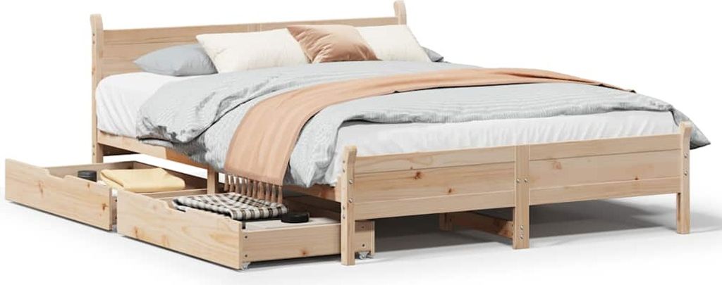 vidaXL Massivholzbett ohne Matratze 140x190 cm Kiefernholz