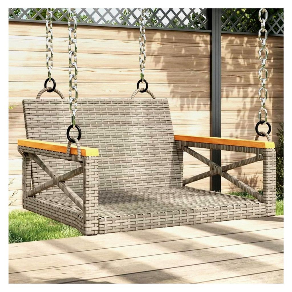 Hängesessel Grau 63x62x40 cm aus Poly Rattan für Innen- und Außenbereich