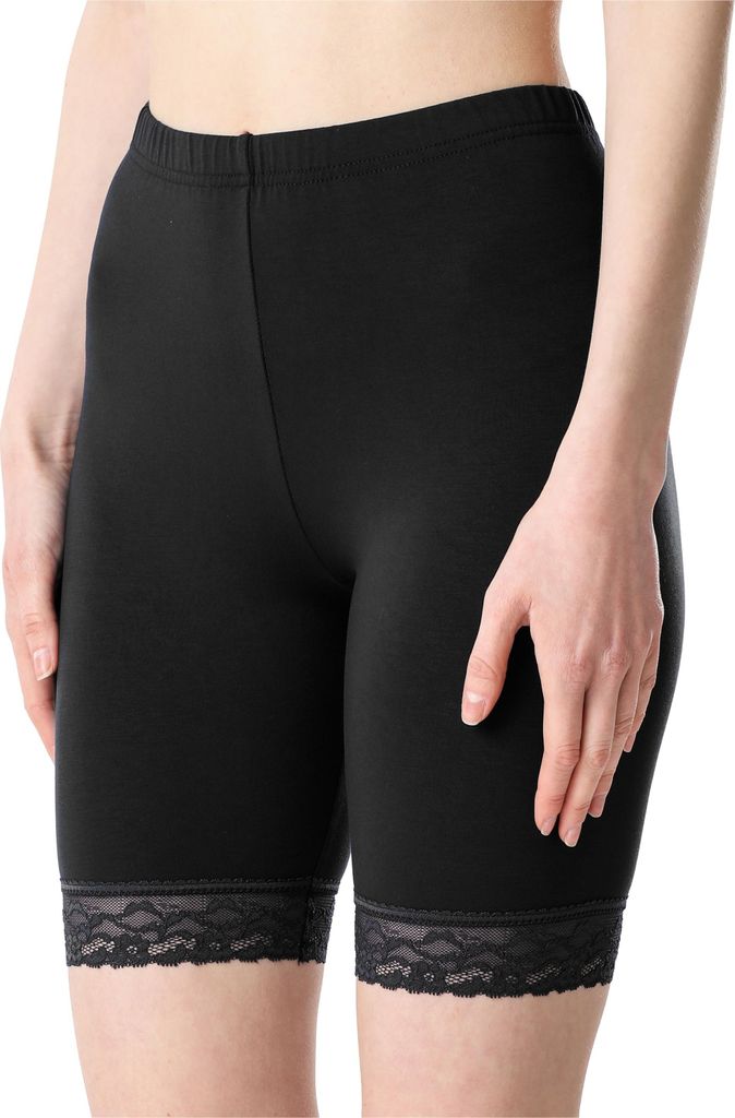 Bellivalini Damen Kurze Leggings mit Spitze BLV50-217 (Schwarz, 3XL)