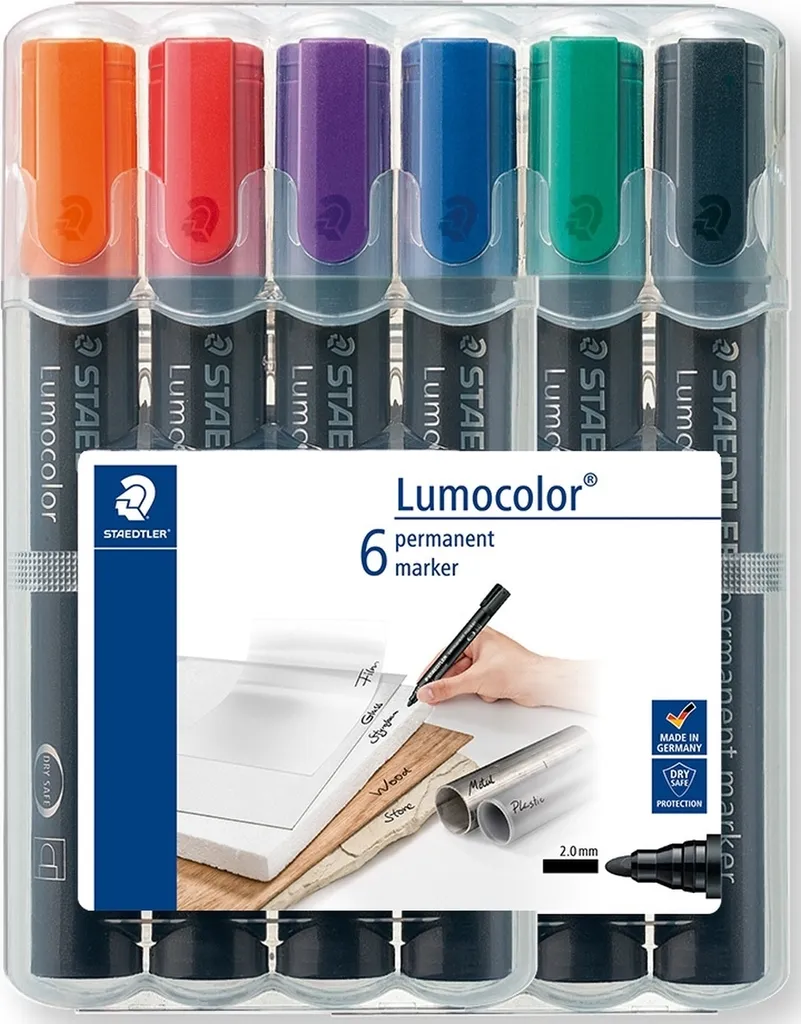 Pack de 6 Feutres Lumocolor 352 WP6 Permanents - Pointe Biseautée 2-5mm