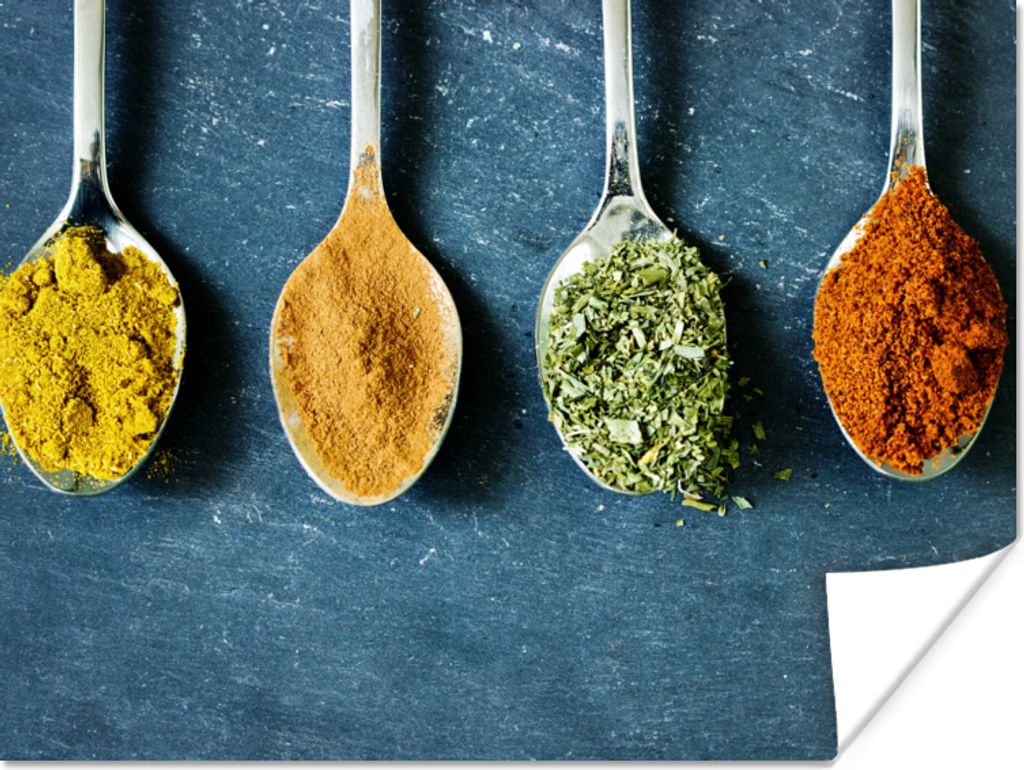 MuchoWow Poster Gewürze - Löffel - Lebensmittel 120x90 cm - Wandbild