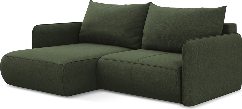 2,5-Sitzer Ecksofa mit Schlaffunktion - Ecke Links - Strukturstoff - Olive - NANEA