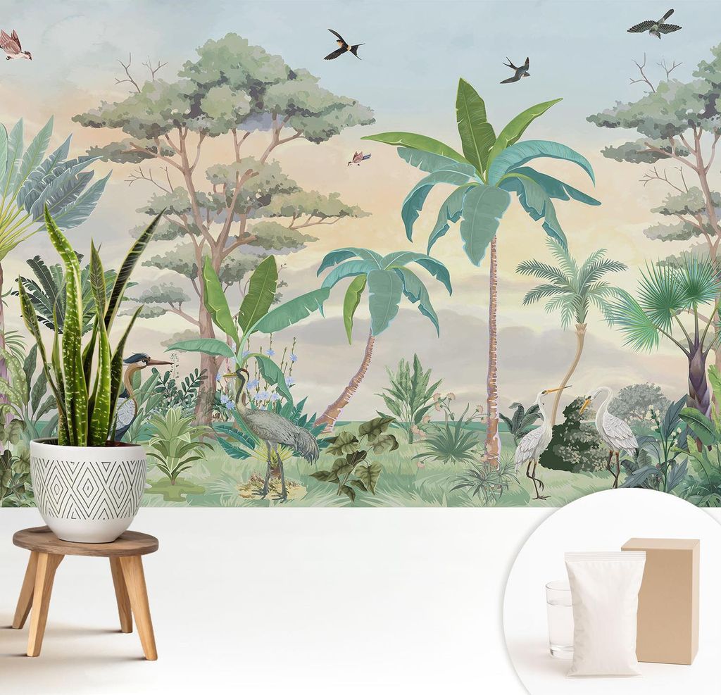 Fototapete - 208x146 cm - Tapete - Wandtapete - Wandbilder - Dekofolie - Tapete Folie - Wand - Dekoration - Wohnzimmer - Exotische Flora