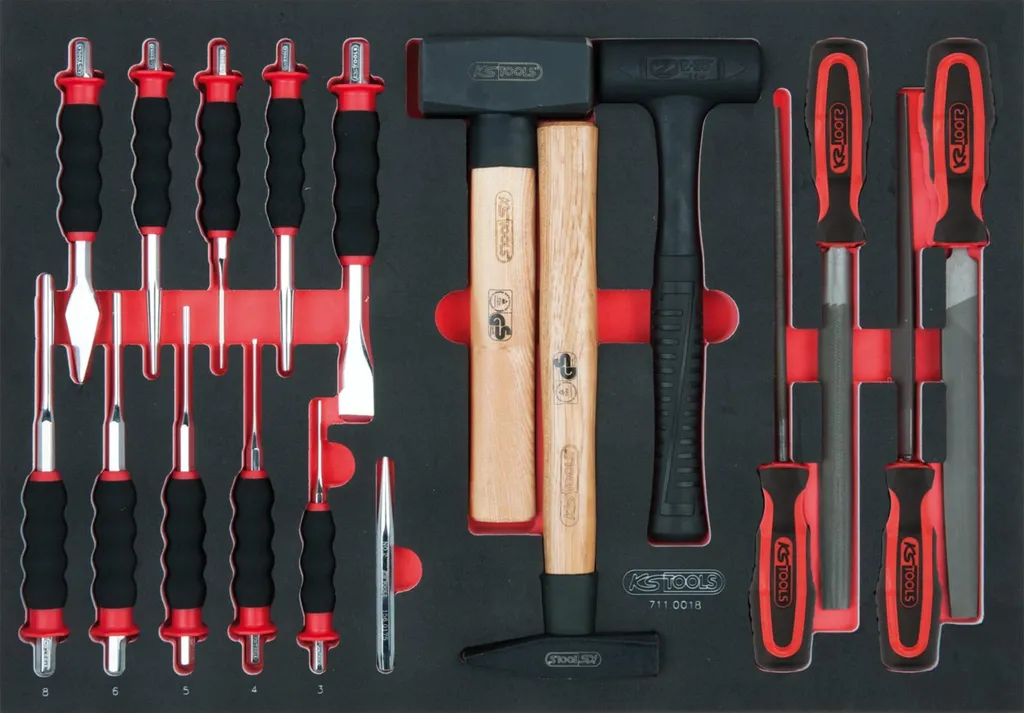 Kit complet de maintenance mécanique 18 pièces limes et marteaux KS