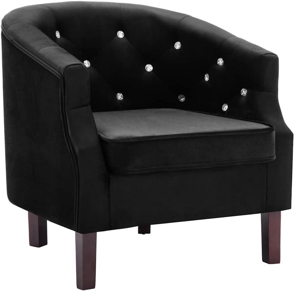 Sessel aus schwarzem Samt mit glänzenden Kristallknöpfen, Produktbild 
