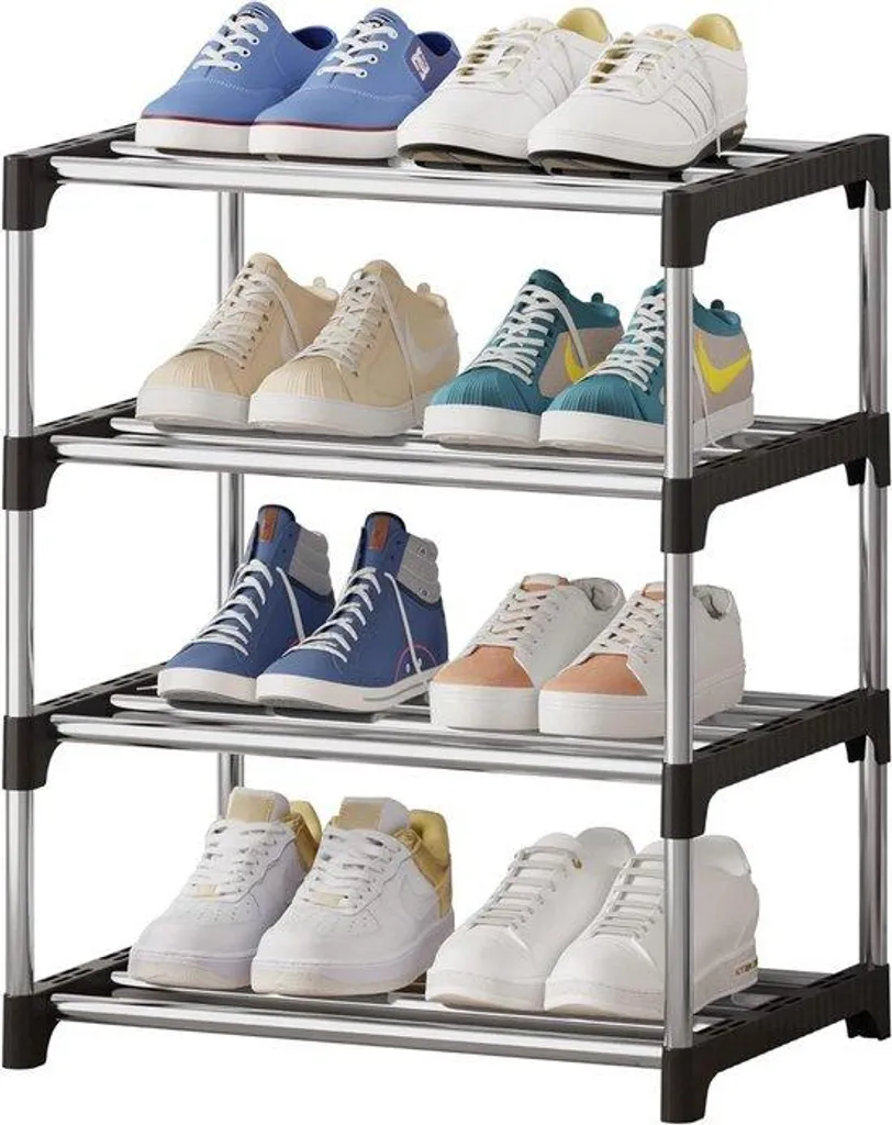 Étagère à chaussures empilable 4 niveaux en acrylique cristal robuste