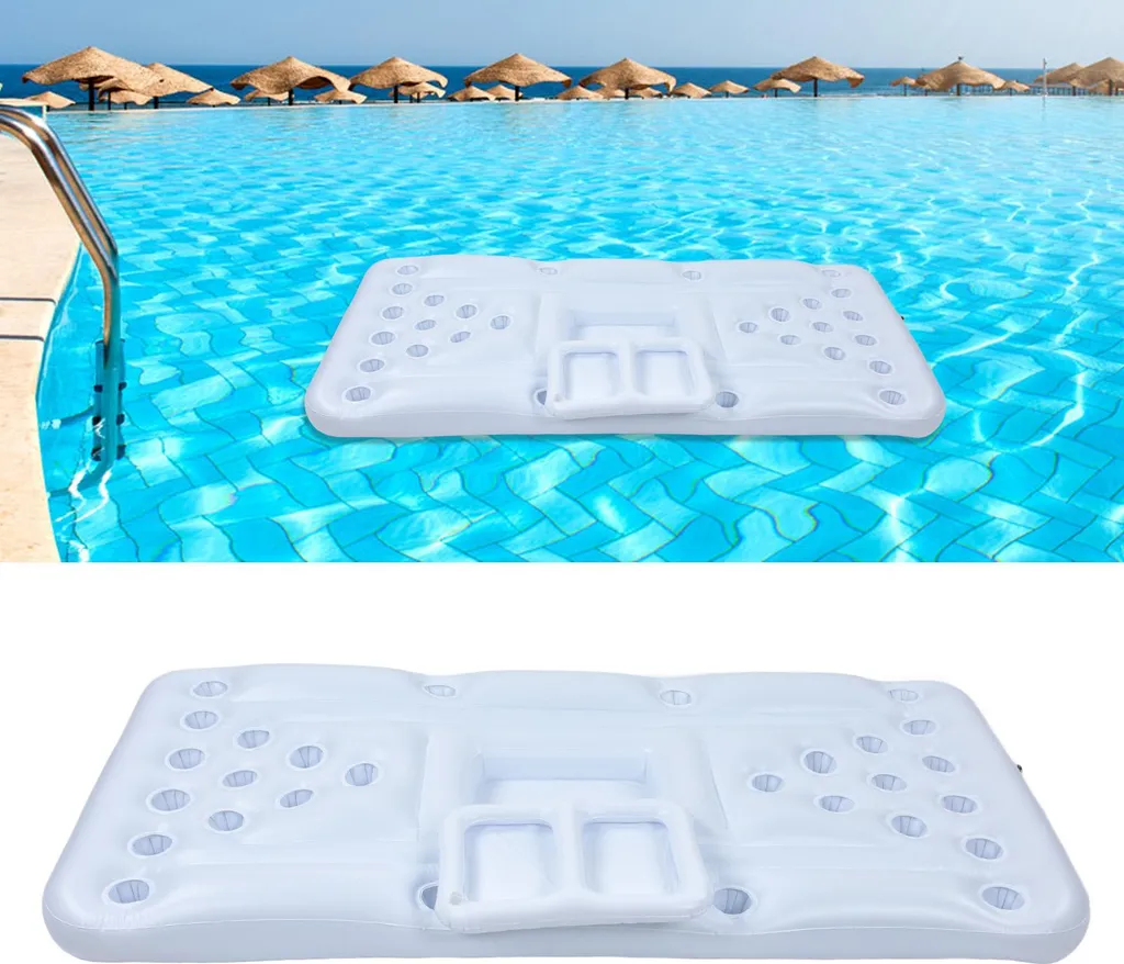 Table de bière flottante robuste avec porte-gobelets en PVC gonflable