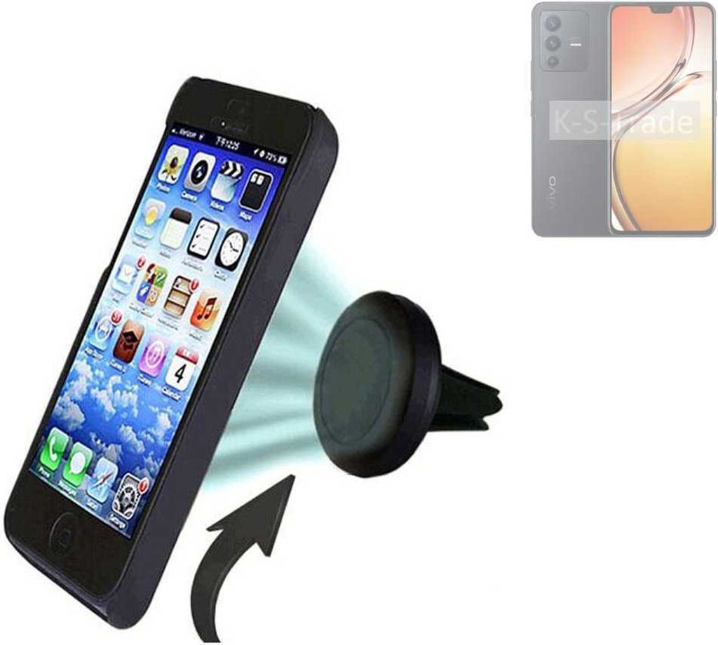 K-S-Trade Kompatibel mit Vivo V23 5G Auto Handy Halterung KFZ Halter Lüftungsgitterhalterung Air Vent mount Smartphone Halter