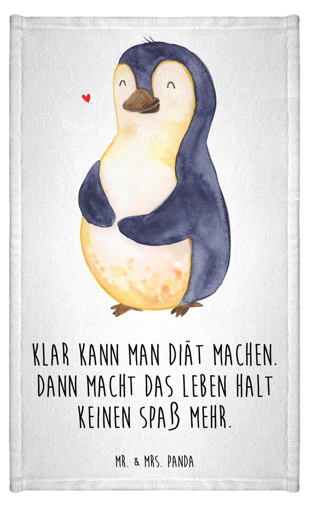 Mr. & Mrs. Panda Handtuch Pinguin Diät - Weiß - Geschenk, Gästetuch, Abnehmen, Gäste-WC, Pinguine, Frotteehandtuch, Frotteetuch, Gästehandtuch...