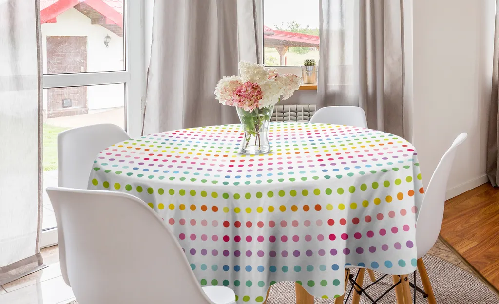 Tovaglia Rotonda Lavabile 150 cm ABAKUHAUS - Pois Colorati da Cucina