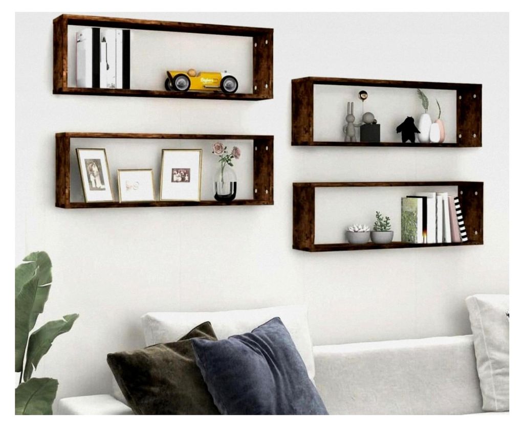 Würfelregale aus geräuchertem Eichenholz, 80 x 15 x 26,5 cm, 4 Stück