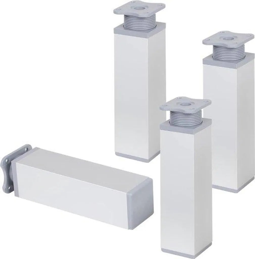Lot de 4 Pieds de Meuble Carrés en Aluminium 40x40x150mm Gris Argent