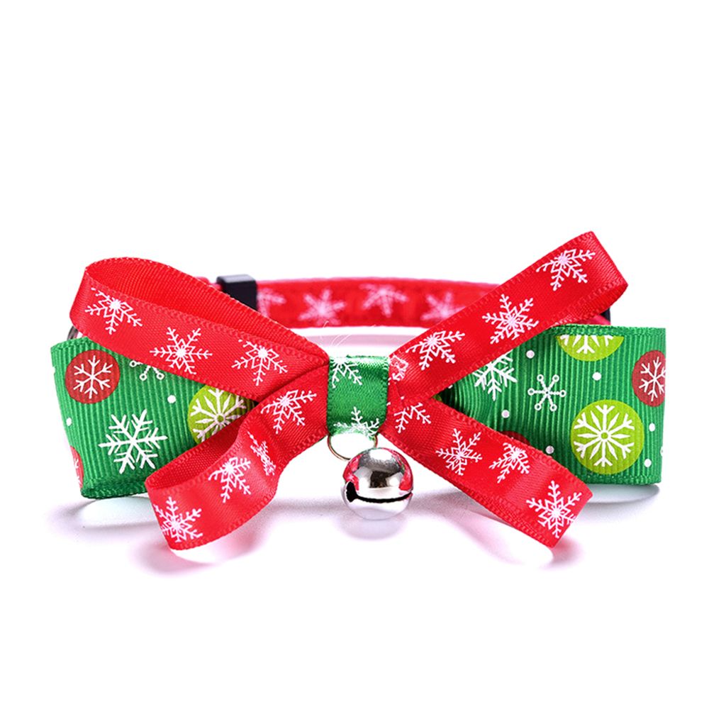 Weihnachtsschneeflake Bowknot Bell Verstellbarer Kragen Hundehund Welpe Katze Halskette-Rot ,Größen:XL