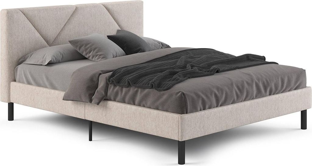 Dmora Ehebett Morpheus Beige, Matratzenmaß 160x190 cm gepolstert