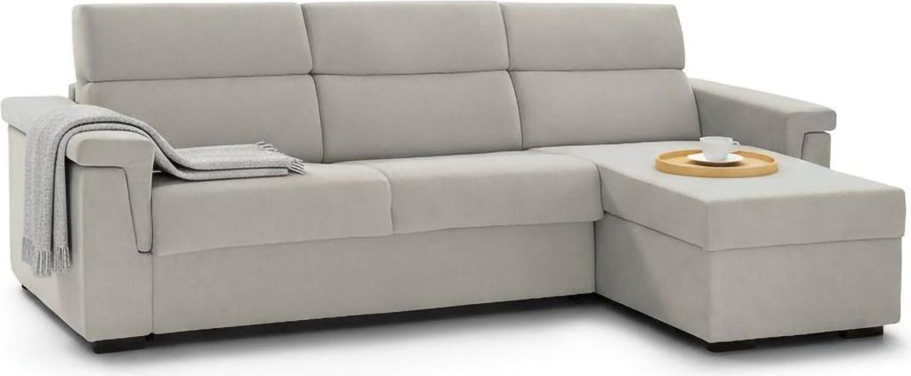 Ganzaria - Schlafsofa mit Ottomane, 285x160 cm Beige, Abziehbar Italy